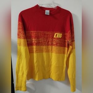 Vintage Alphanumeric Women's Size Medium Sweater Red‎ Yellow Orange Hong Kong